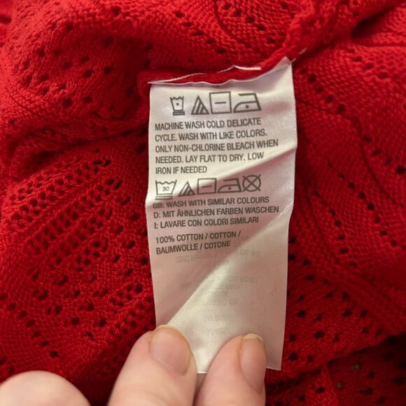 NWT Joan Rivers Open-Front Crochet Cardigan Red Sweater L - Picture 13 of 15